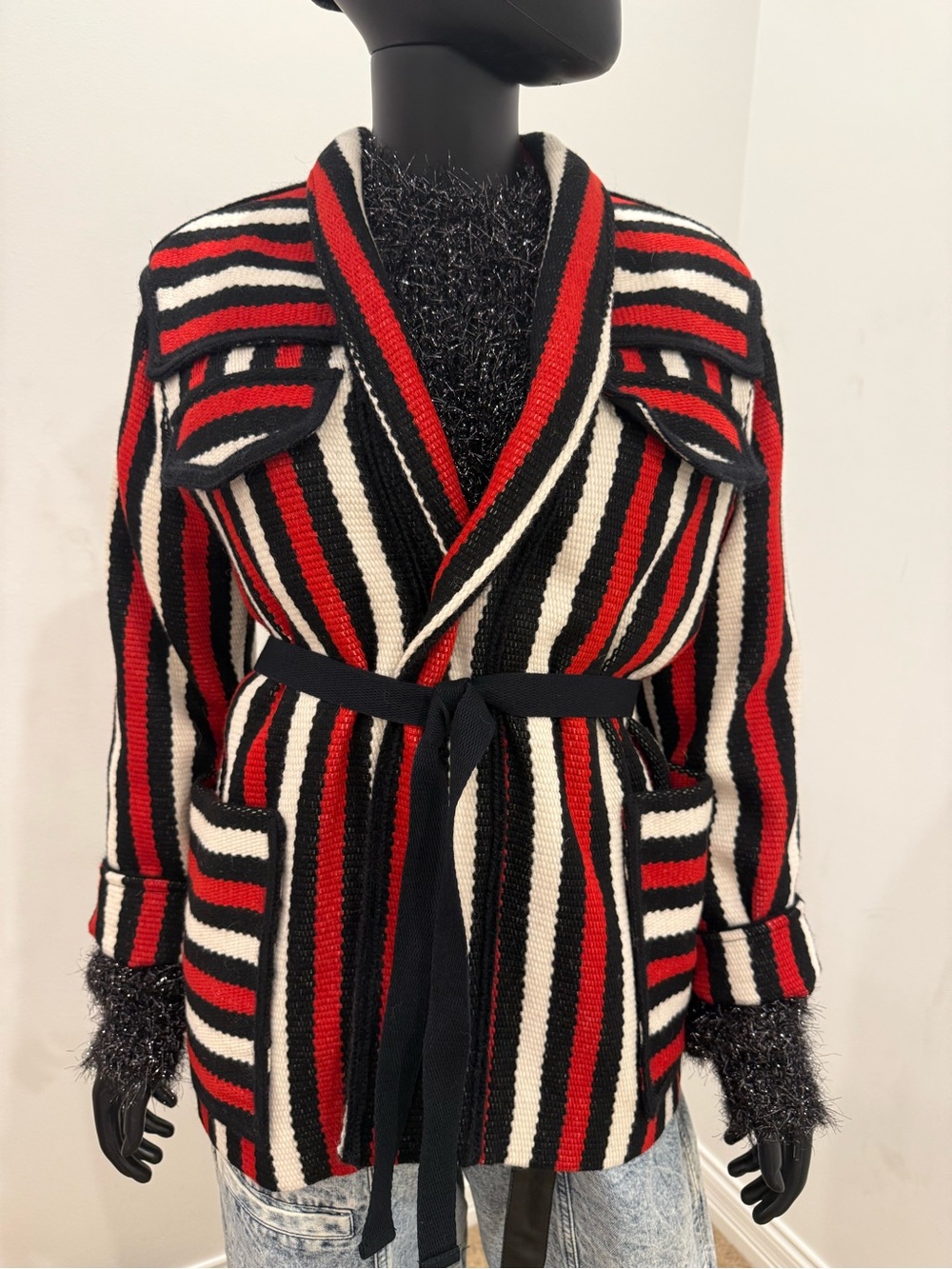 Isabel Marant Étoile Striped Wool Belted Oversized Jacket 36 Never Worn
